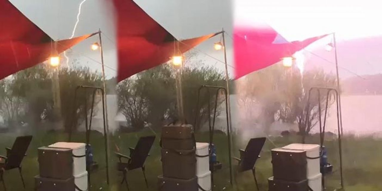 Kızılcahamam'da yıldırım kameralara böyle yansıdı