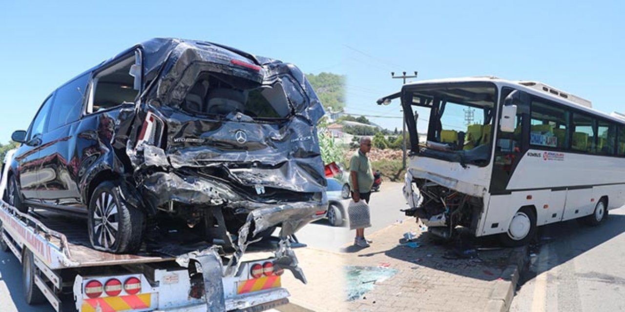 Yolcu midibüsü ile VIP minibüs çarpıştı; 3'ü Rus, 13 yaralı