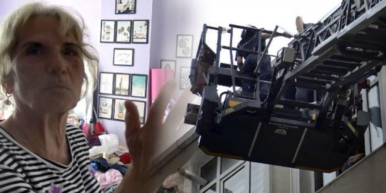 Üzerine dolap devrilen kadını itfaiye kurtardı