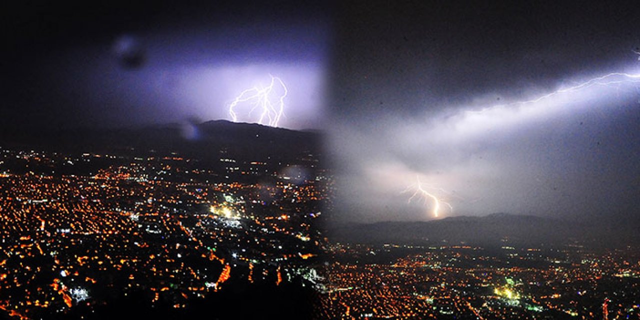 Bursa’yı gece yarısı şimşekler vurdu