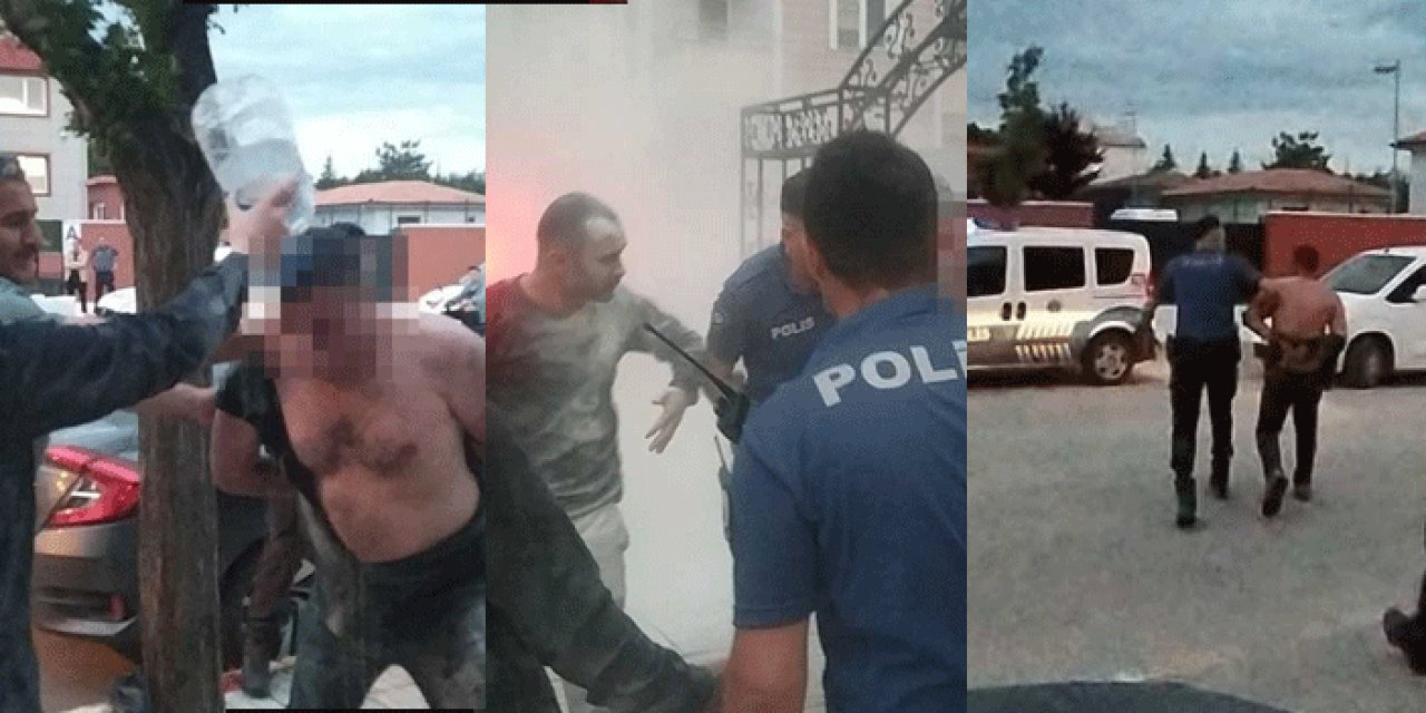 Emniyet'in önünde kendini yakmaya çalışan kişiyi polis kurtardı