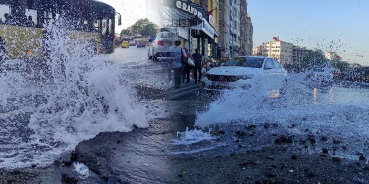 Su borusu patladı: Yol göle döndü