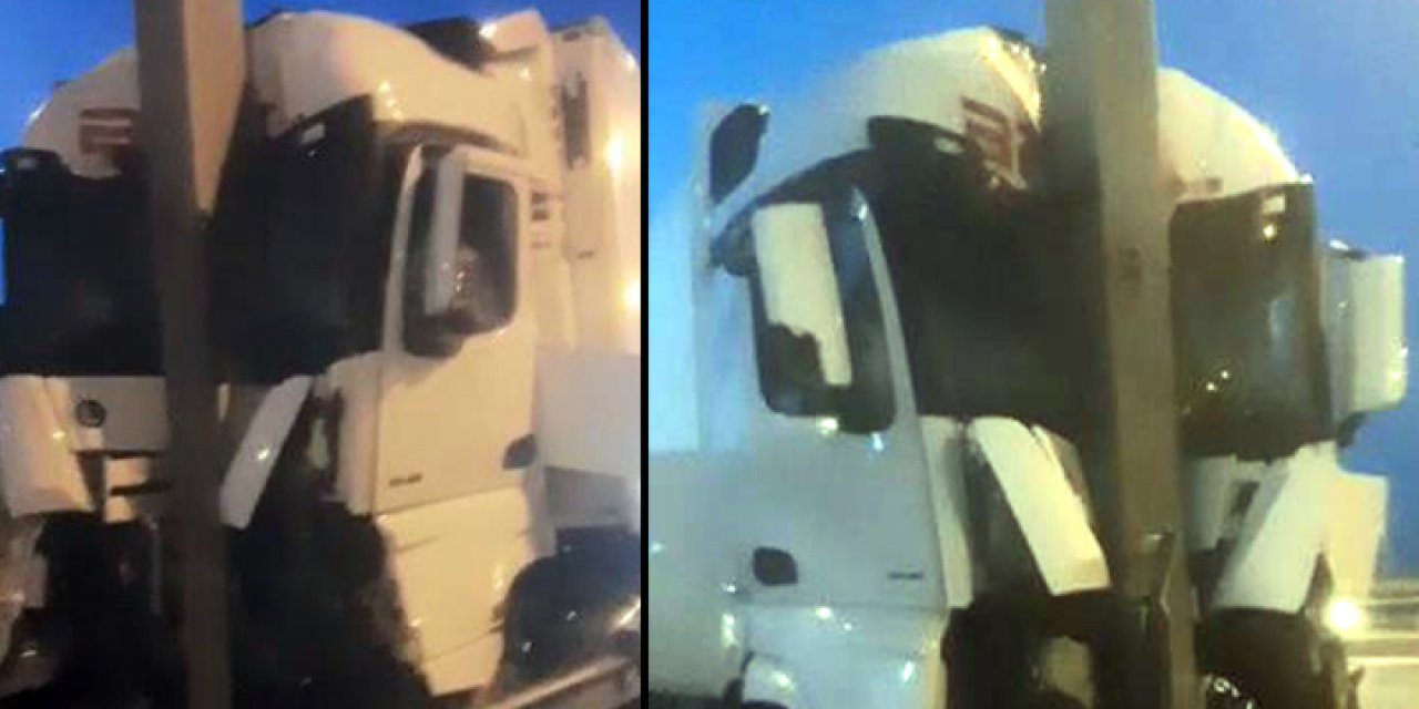 İstanbul’da TIR direğe girdi: 1 yaralı