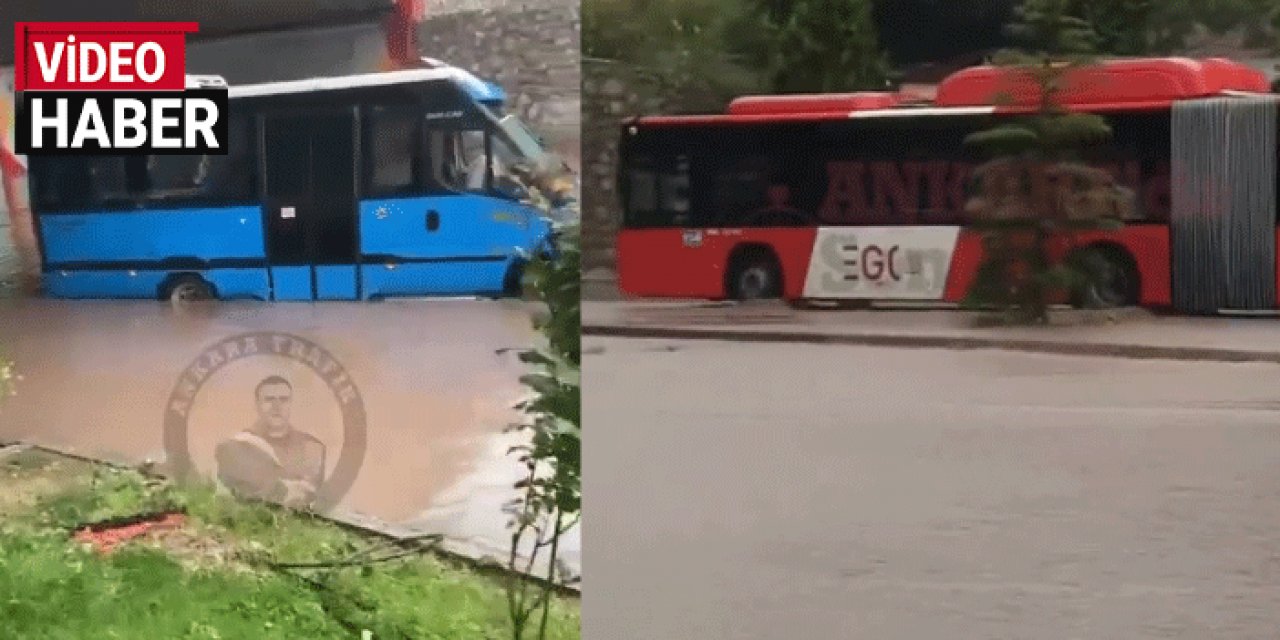 Ankara yine sele teslim! Mamak'ta köprüyü su bastı, dolmuş köprü altında mahsur kaldı