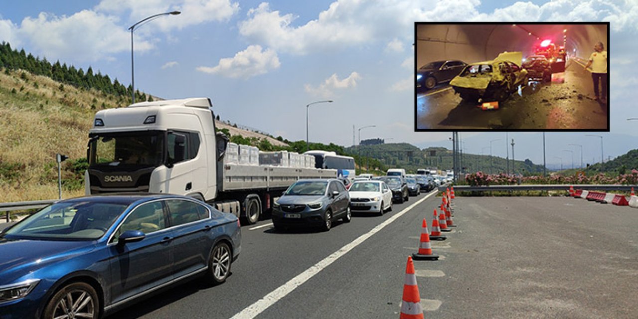 Tünelde alev alan araç 7 kilometrelik kuyruğa neden oldu