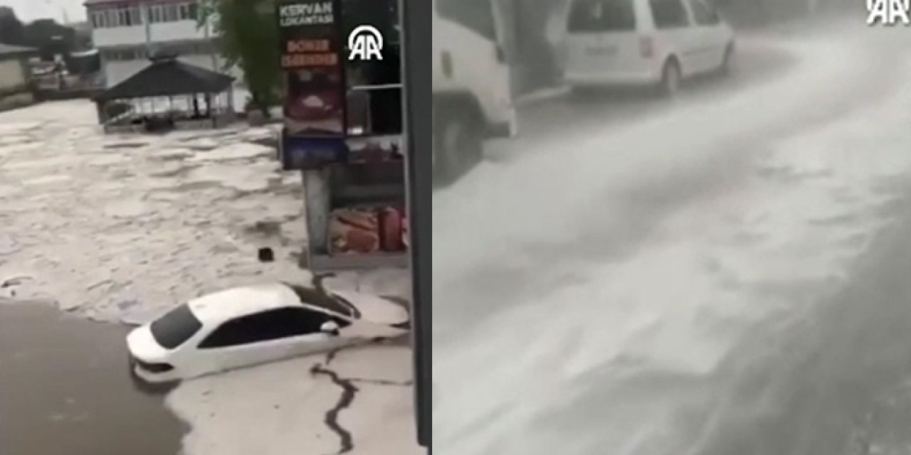 Erzurum'da sağanak: Araç sürücüleri mahsur kaldı