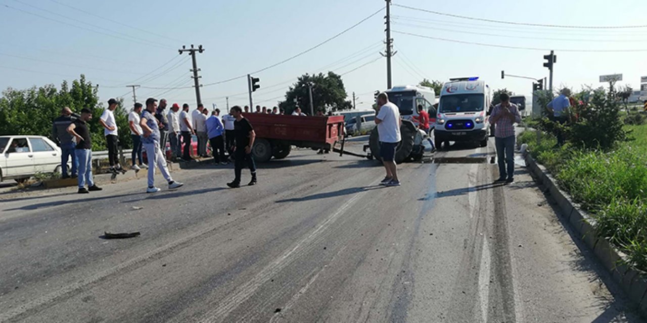 İşçi servisi ile traktör çarpıştı: 1 ölü 10 yaralı