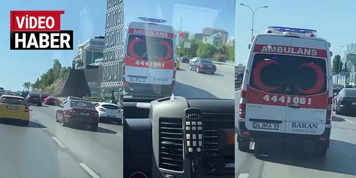 Düğün konvoyunun ambulansa yol vermediği anlar kamerada