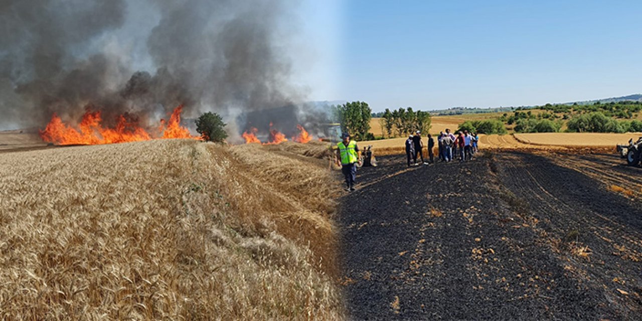 Edirne’de buğday yangını