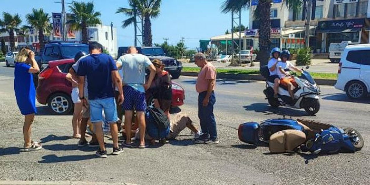 Muğla'da motorsikletli kaza yaptı: Çevredekiler yardım etti
