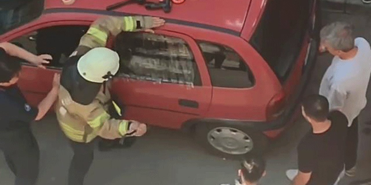 Otomobilde bırakılan çocuğu itfaiye kurtardı