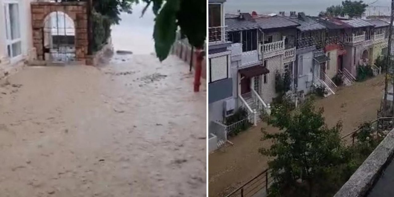 Silivri'de sağanak: Yollar göle döndü