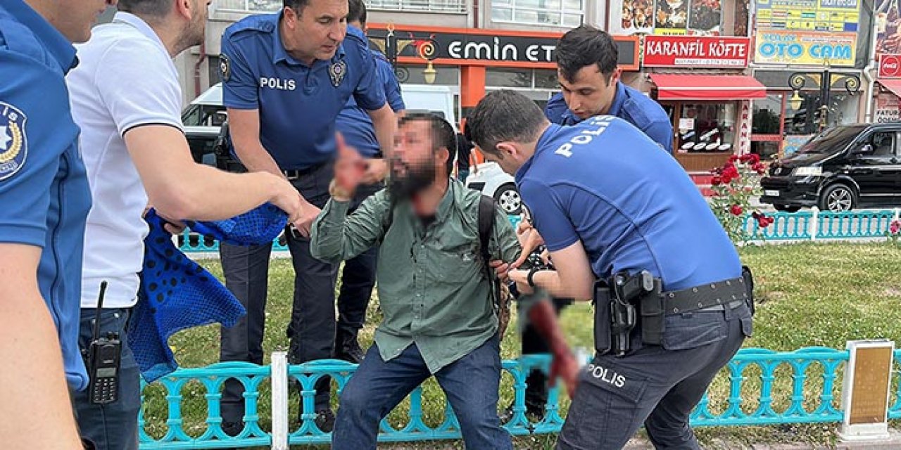 Çocuklarını dilendiren baba polise bıçak çekti