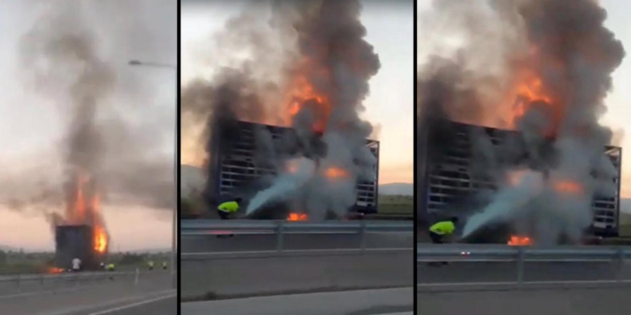 Manisa'da küle dönen kamyonda bulunan 1500 tavuk telef oldu