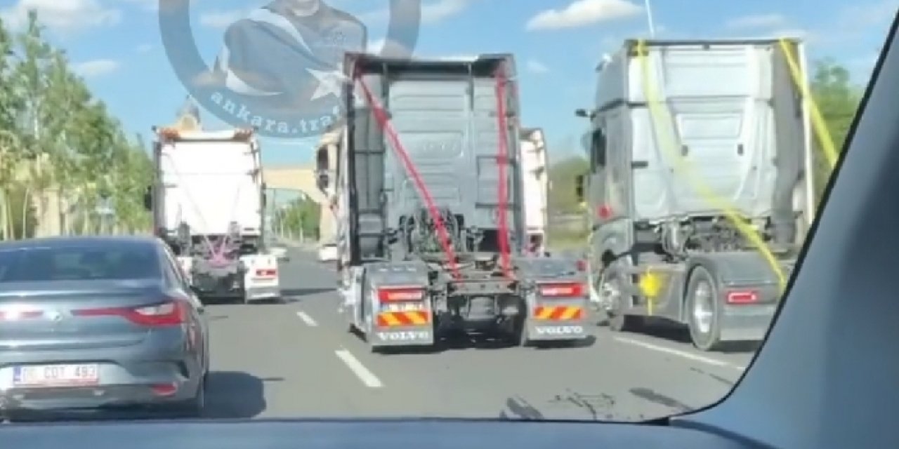 Ankara'da tırlarla düğün konvoyu yaptılar! Yolu kapatıp trafiği engellediler