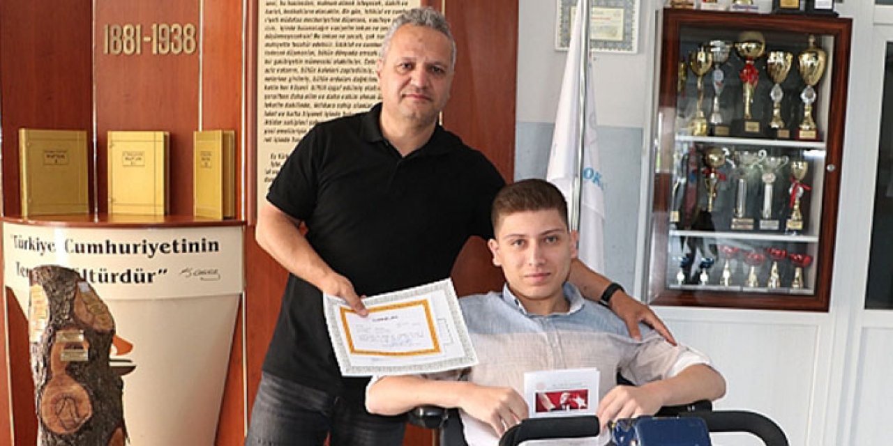 Bedensel engeli okul birinciliğine engel olamadı