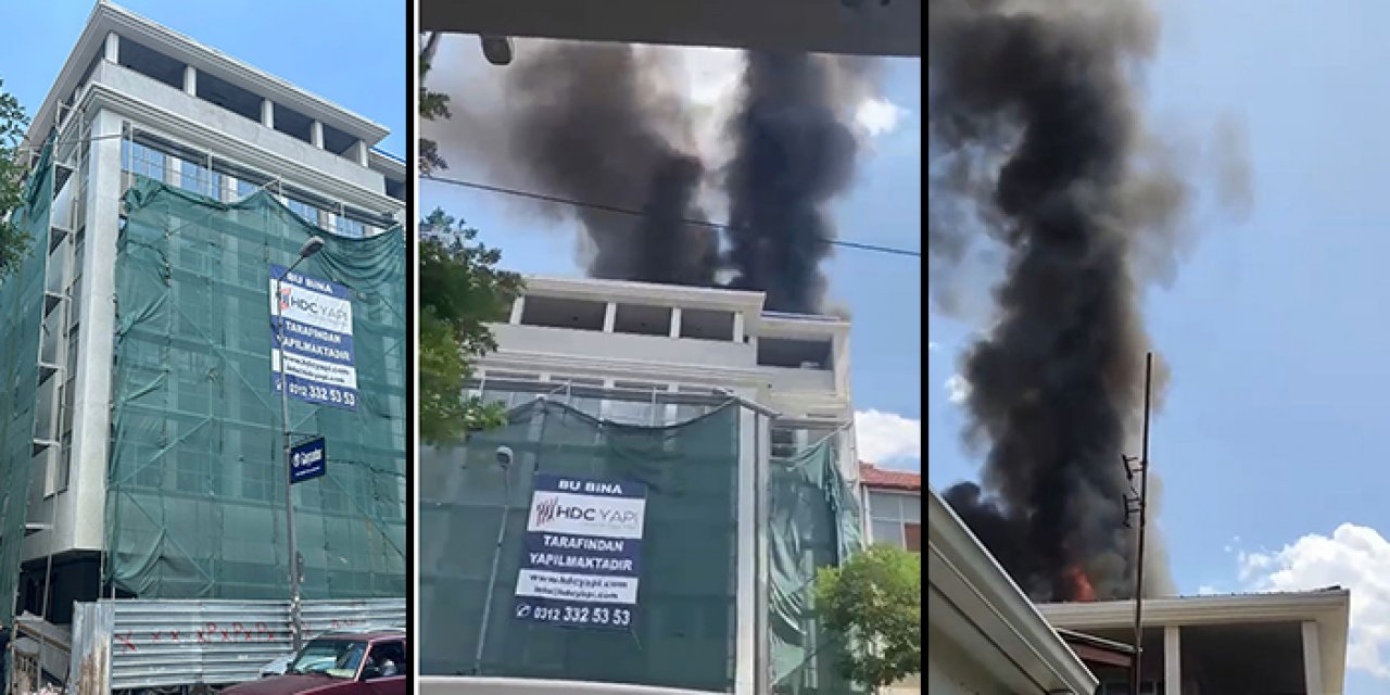 Altındağ’da 5 katlı binanın çatısında yangın çıktı