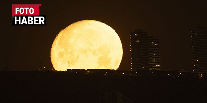 Ankara'da eşsiz dolunay manzarası