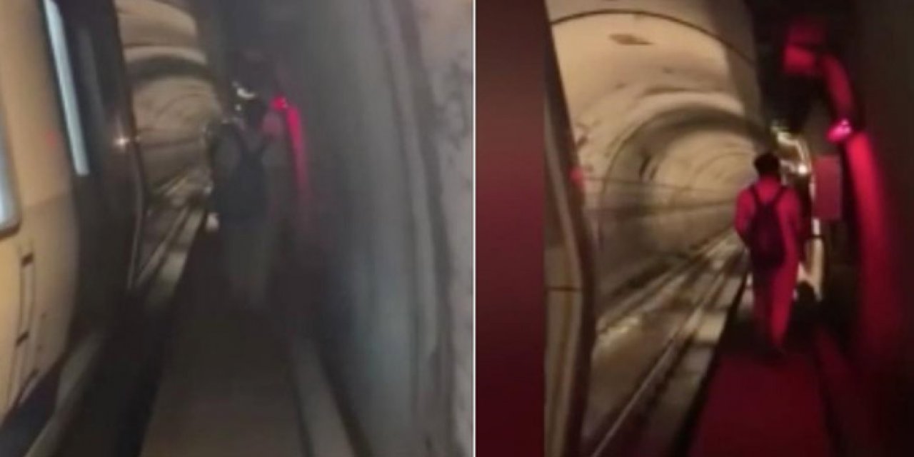 Metro arızalandı; yolcular rayda yürüdü