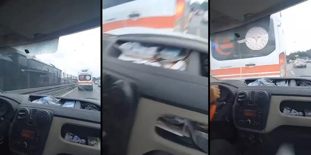 Ambulansın peşine takıldı; kazaya sebep oldu