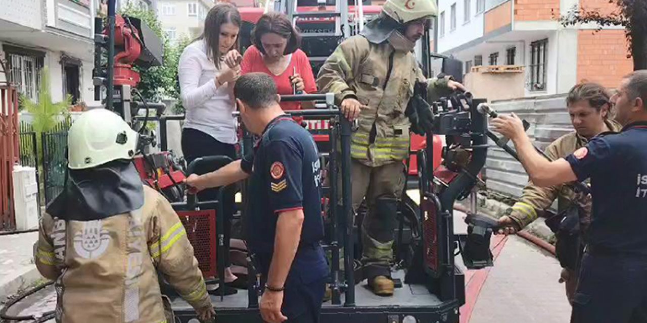 Çıkan yangında mahsur kalan 7 kişi kurtarıldı