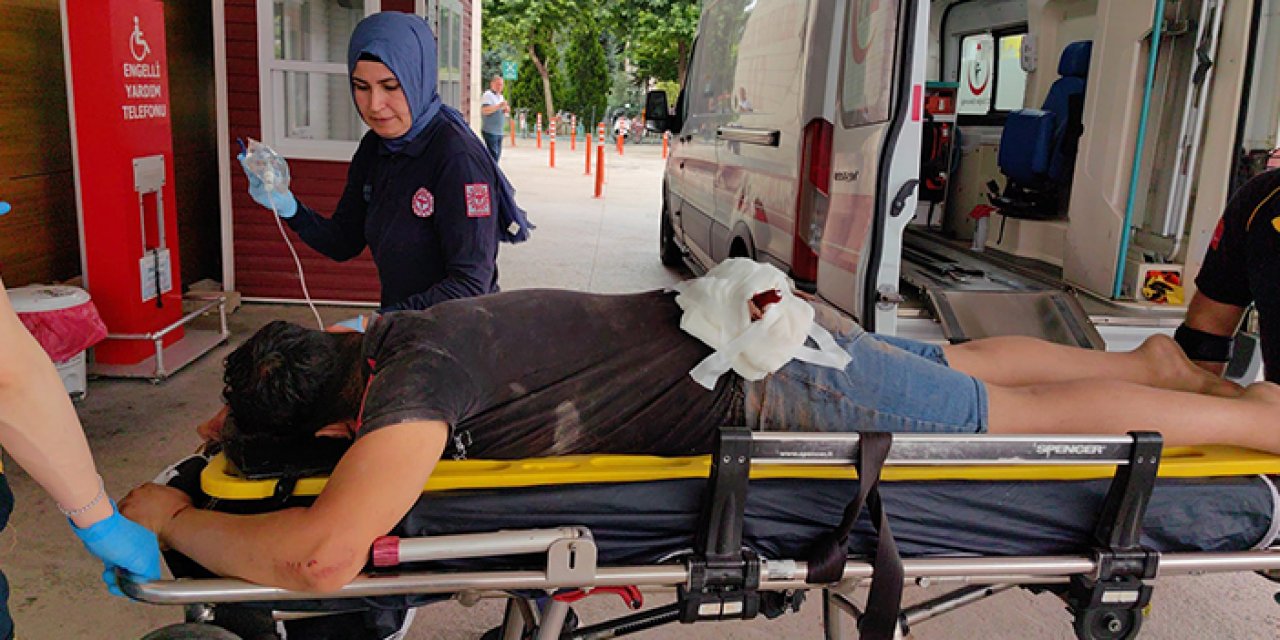 Makineden fırladı; kalçasına saplandı