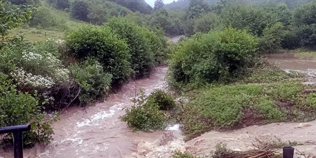 Bolu'yu sağanak vurdu: Abant yolunda dere taştı