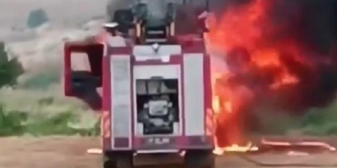 Yangına giden itfaiye aracı yandı