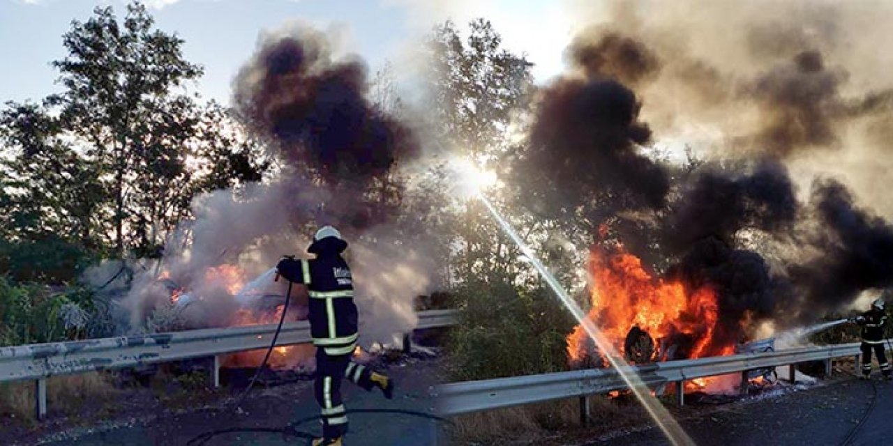 Bariyere çarparak alev aldı: 1 ölü