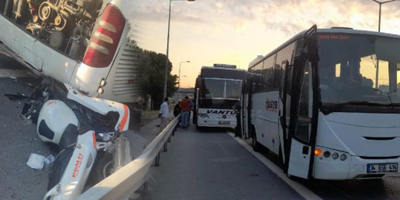 Şoför ile muavine motosiklet çarptı: 3 kişi yaralandı