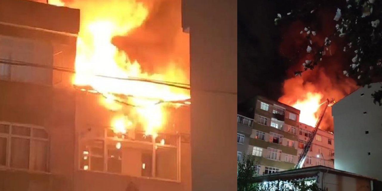 İstanbul'da 5 katlı binanın çatısında yangın çıktı