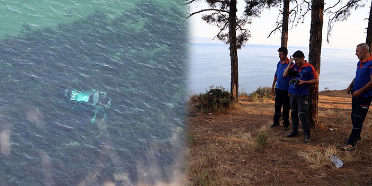 El frenini çekmeyi unuttu arabası uçurumdan denize düştü