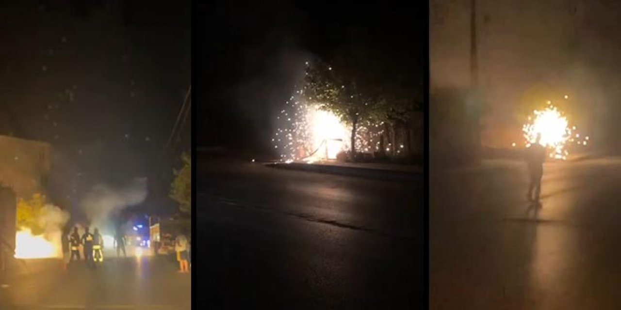 Elektrik kabloları havai fişek gibi patladı