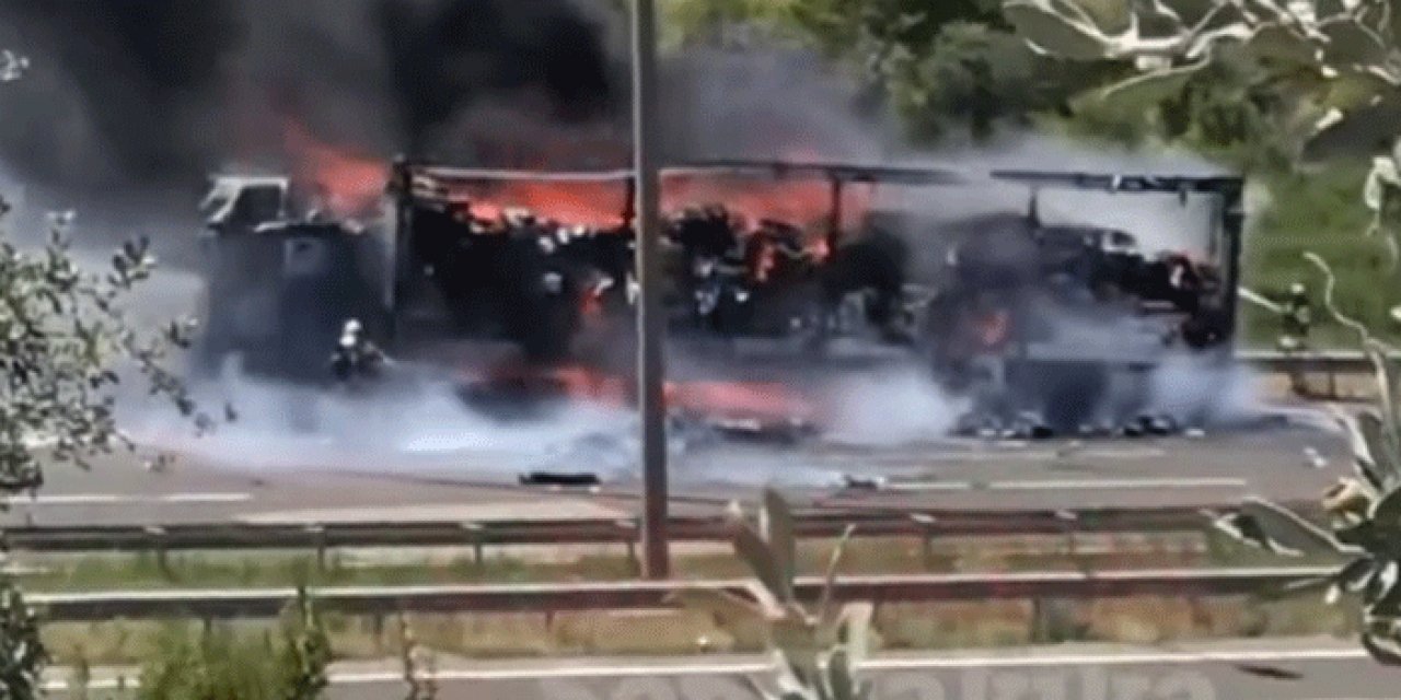 Ankara'da trafiği felç eden olay: Tır alev alev yandı