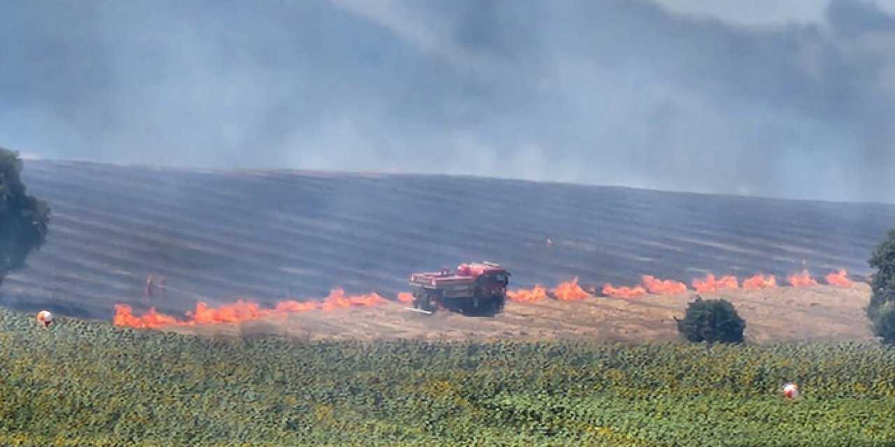Tarlada çıkan korkutan yangın ormana ilerliyor