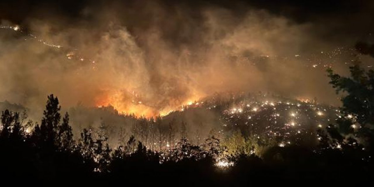 Mersin'de orman yangını rüzgarın etkisiyle büyüyor