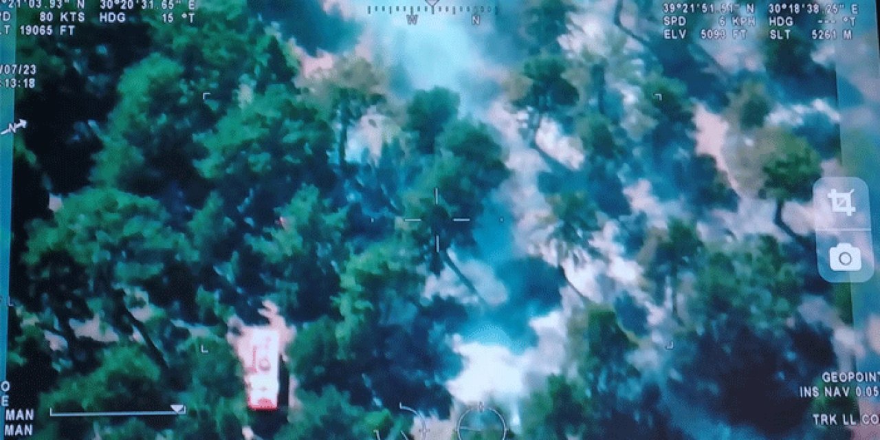 Orman yangınını İHA tespit etti