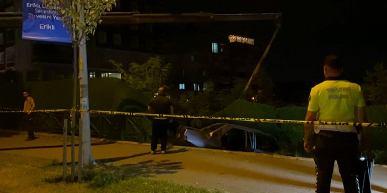 Kaza yapan araç inşaat alanına düştü: 1 ölü