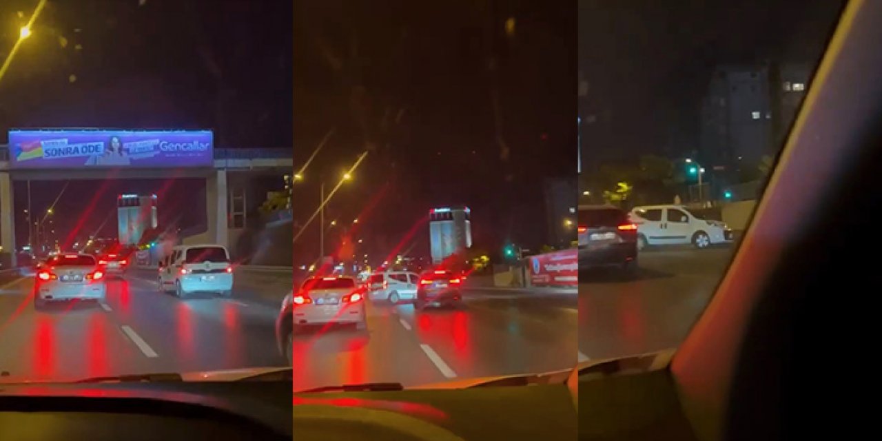 İstanbul’da trafik magandasının tehlikeli yolculuğu!