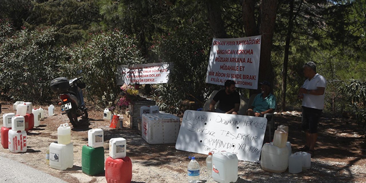 Bodrum'da yangına ilginç önlem: Bidonu getir içeceği kap...