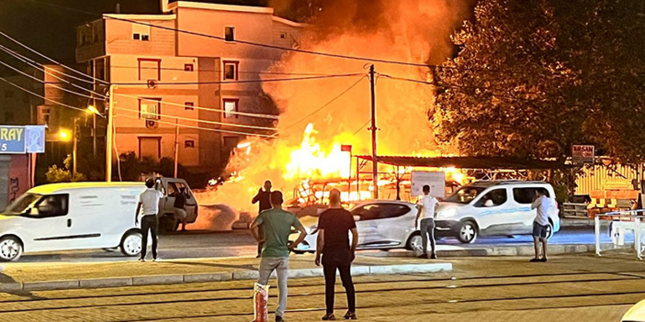 Mermer atölyesi alev alev yandı