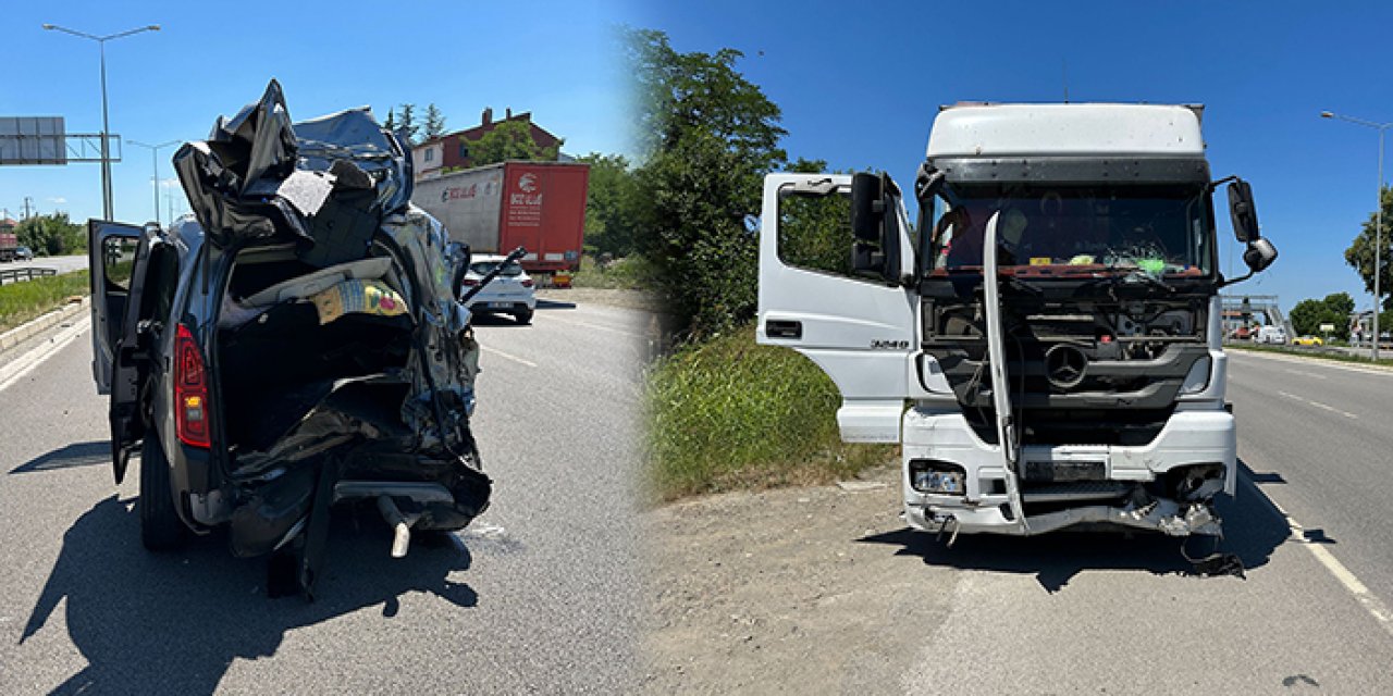 TIR hafif ticari araca çarptı; 1 ölü 2 yaralı