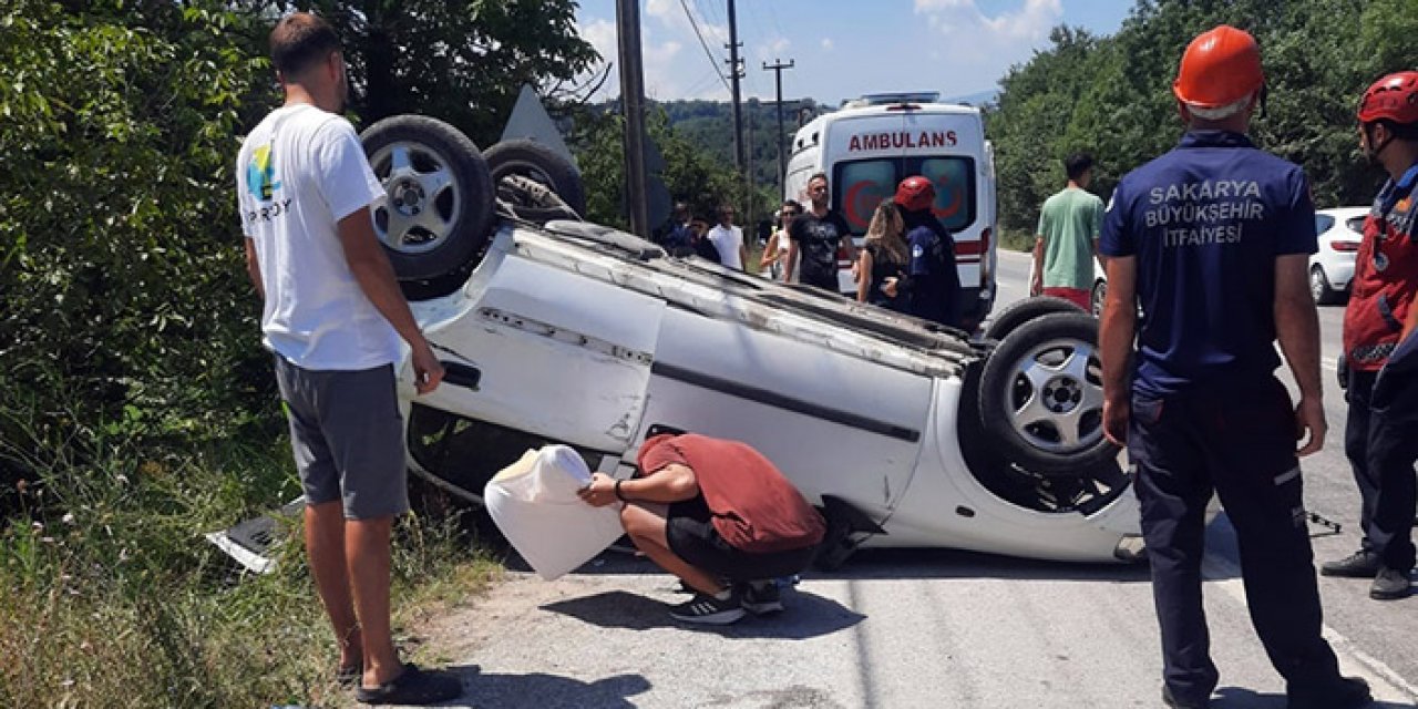 Takla atan araçta aynı aileden 4 kişi yaralandı
