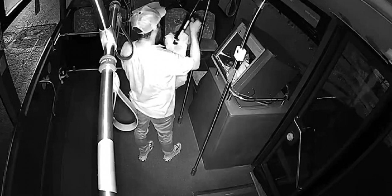 Park halindeki otobüsten hırsızlık kamerada