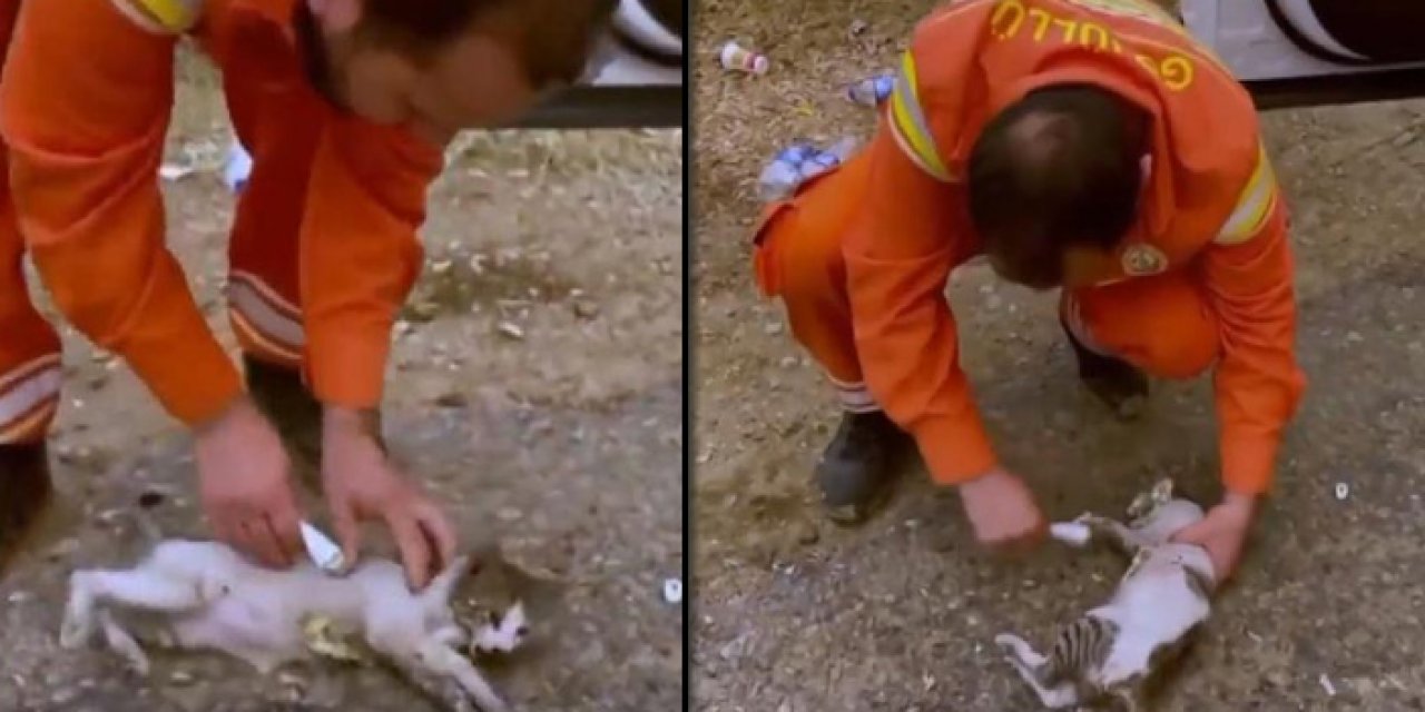 Yangına müdahale eden orman gönüllüsünden örnek davranış