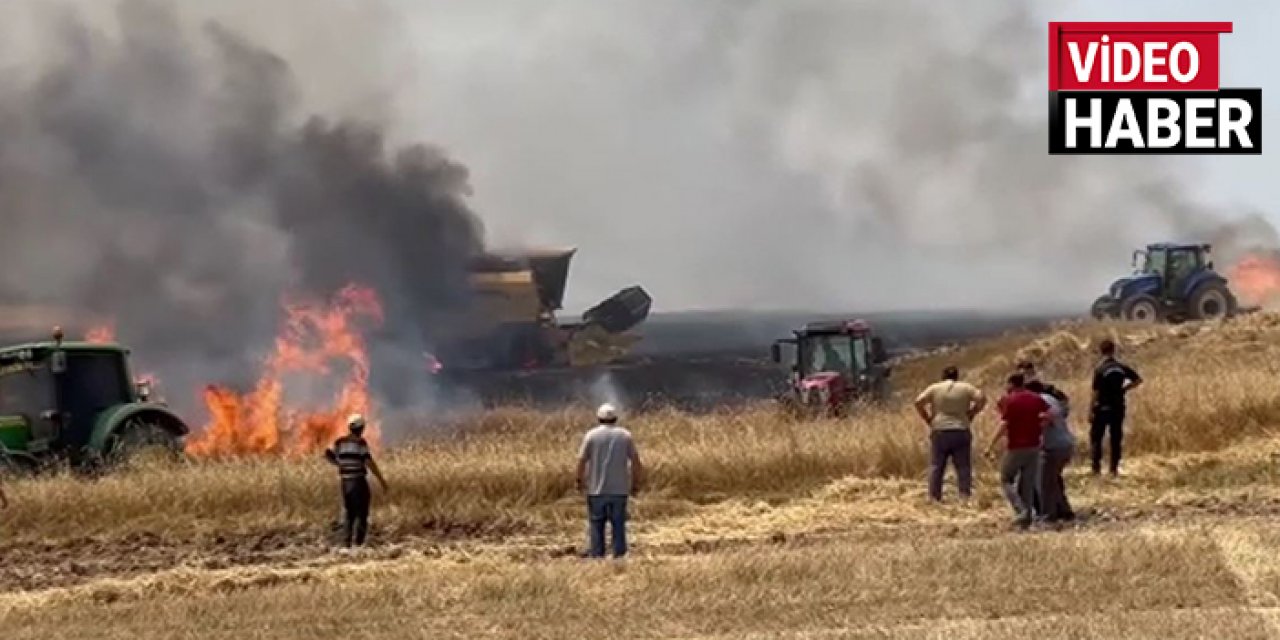 Beypazarı'nda buğday tarlası alev alev yandı