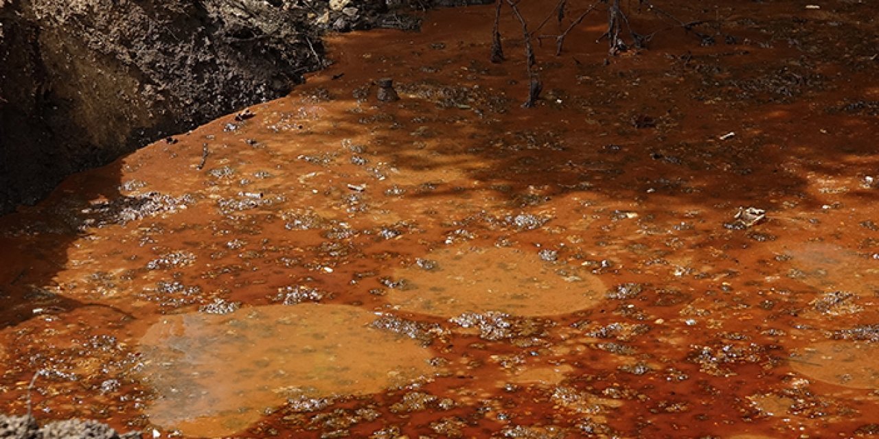 Trabzon'da fabrika atıkları dereyi kırmızıya döndürdü