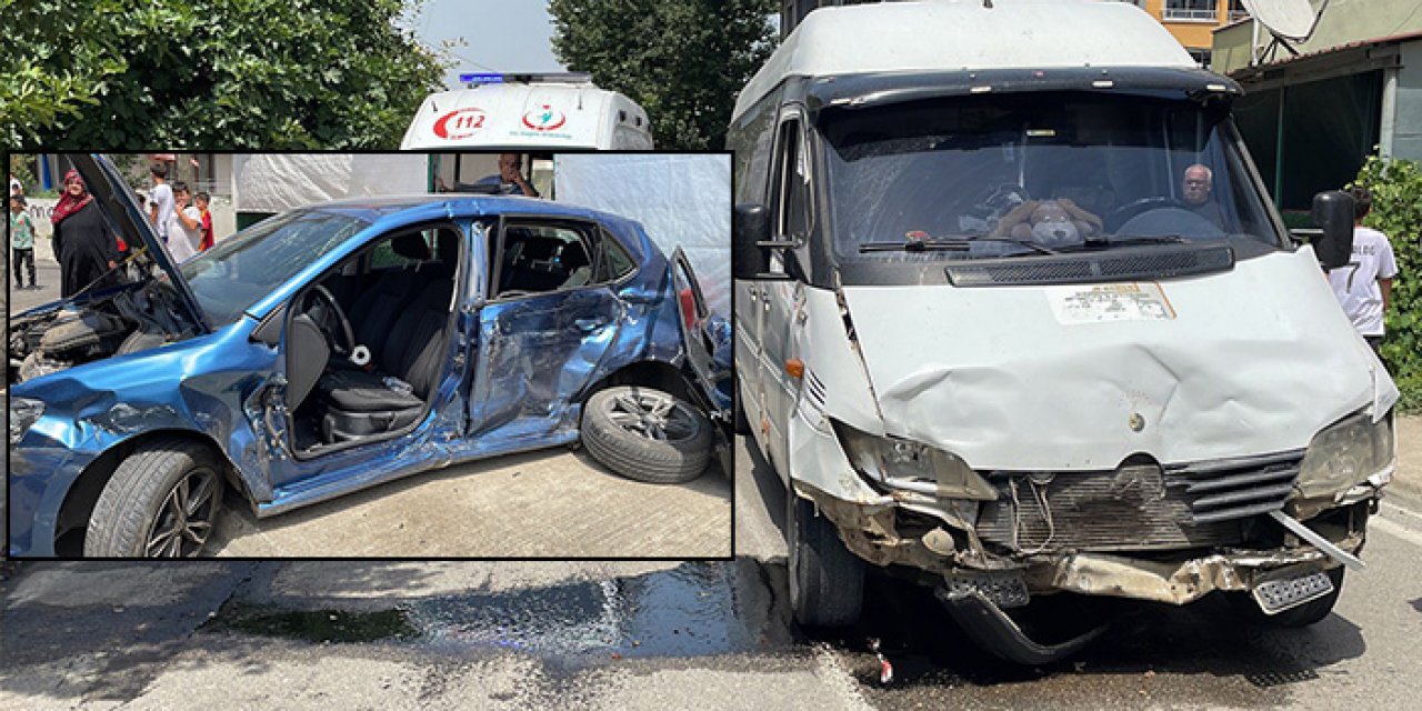 Minibüs otomobile çarptı: 4 yaralı