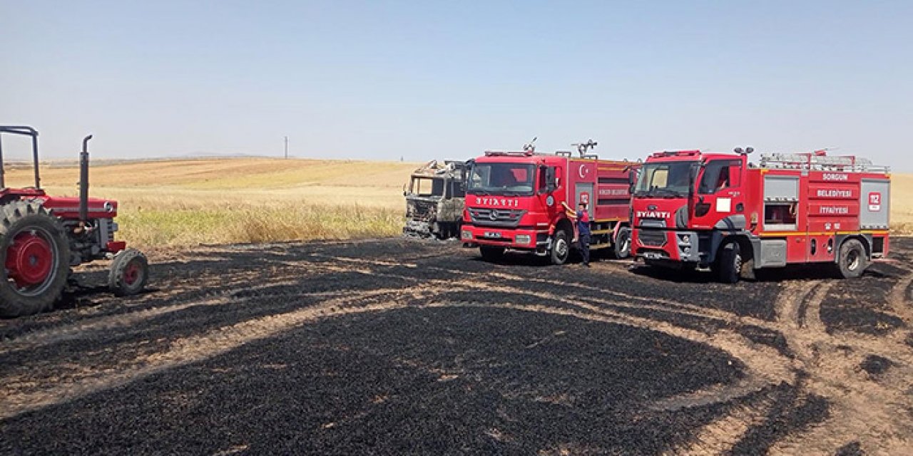 Çıkan yangında 200 dekar buğday ekili alan yandı