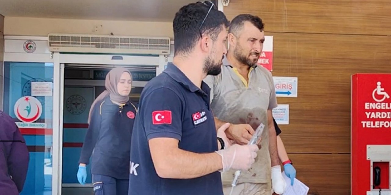 Elini makineye kaptıran inşaat işçisi hastaneye kaldırıldı